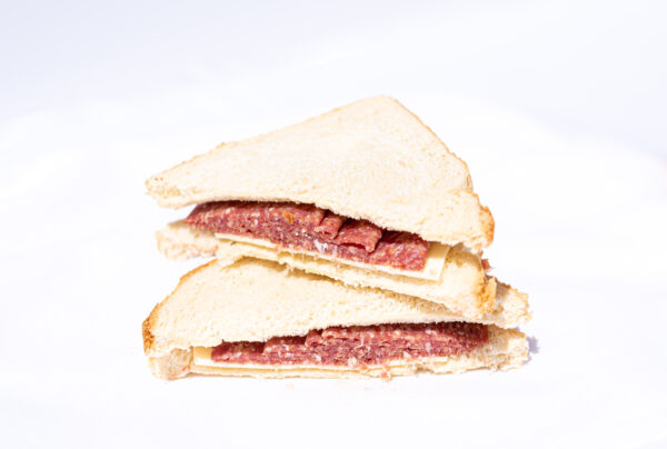 Sweet Lebanon Bologna with American Cheese & Spice Mustard Sandwich