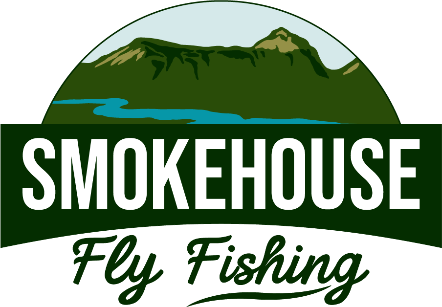 Smokehouse Fly Fishing logo with mountains and typography, representing hosted fly fishing adventures in the Bahamas and beyond.